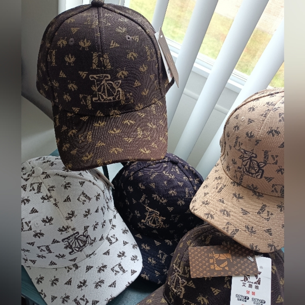 Patterned Lv Baseball Cap in Color Collection of: White, Black, Brown and Tan